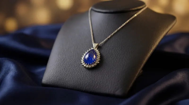 Alternate luxury-styled campaign image of the necklace